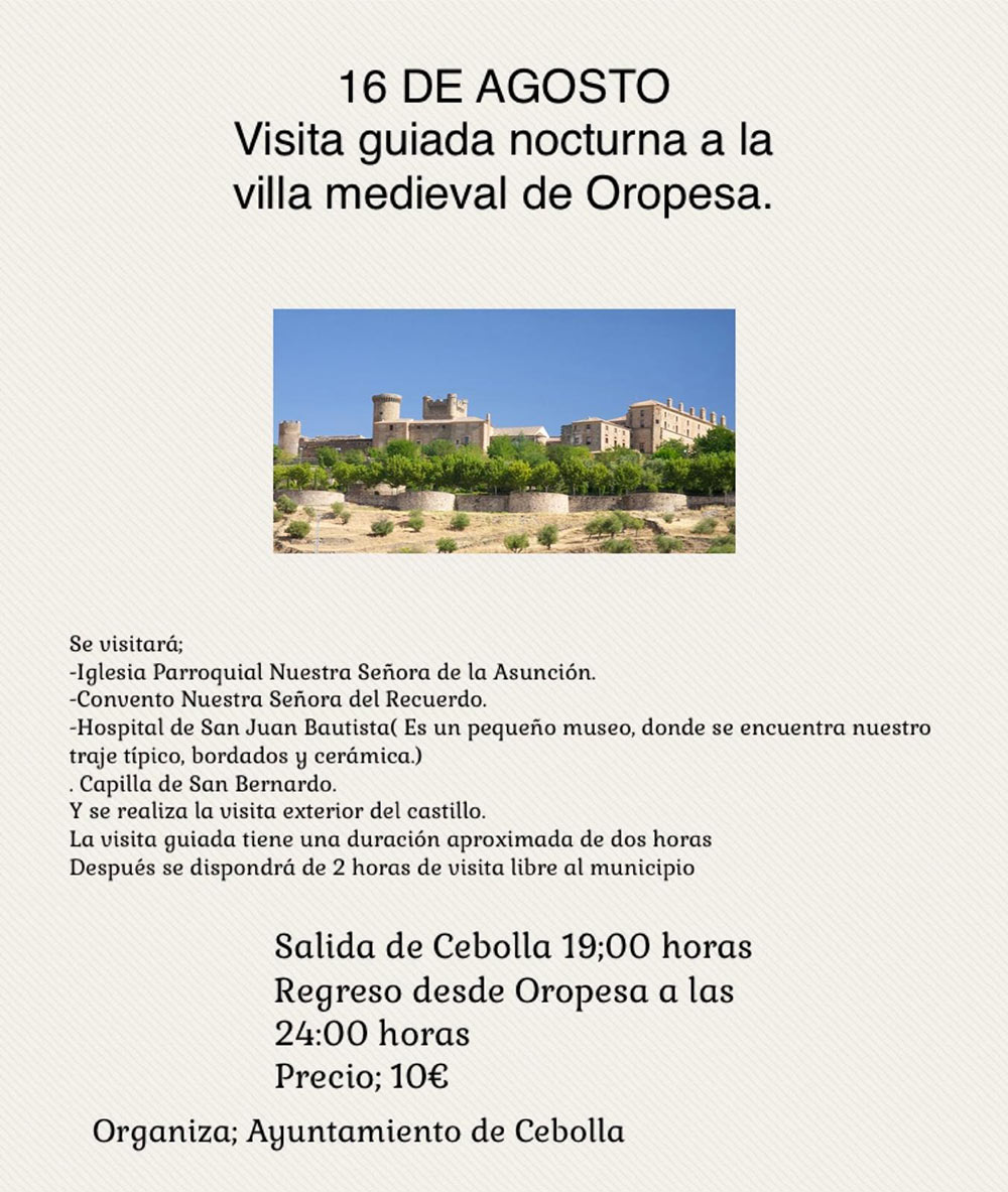 visita guiada a oropesa organiza ayuntamiento de cebolla