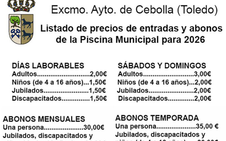lista de precios piscina verano